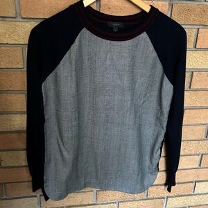 J. Crew Merino Wool Glen Plaid Panel Sweater Navy Women’s Size Small